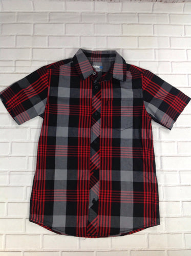 HAWK Black & Red Plaid Top